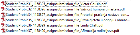 Nazivi datoteka u ZIP arhivi sa zadaćama