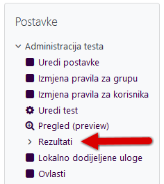 Izvoz podataka Test - Rezultati