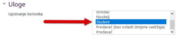 Ispisivanje svih studenata